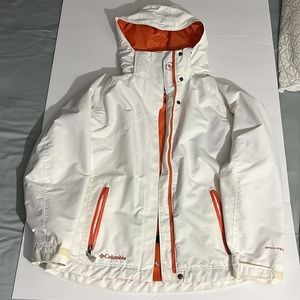 Columbia white and orange lining two piece jacket/ waterproof
